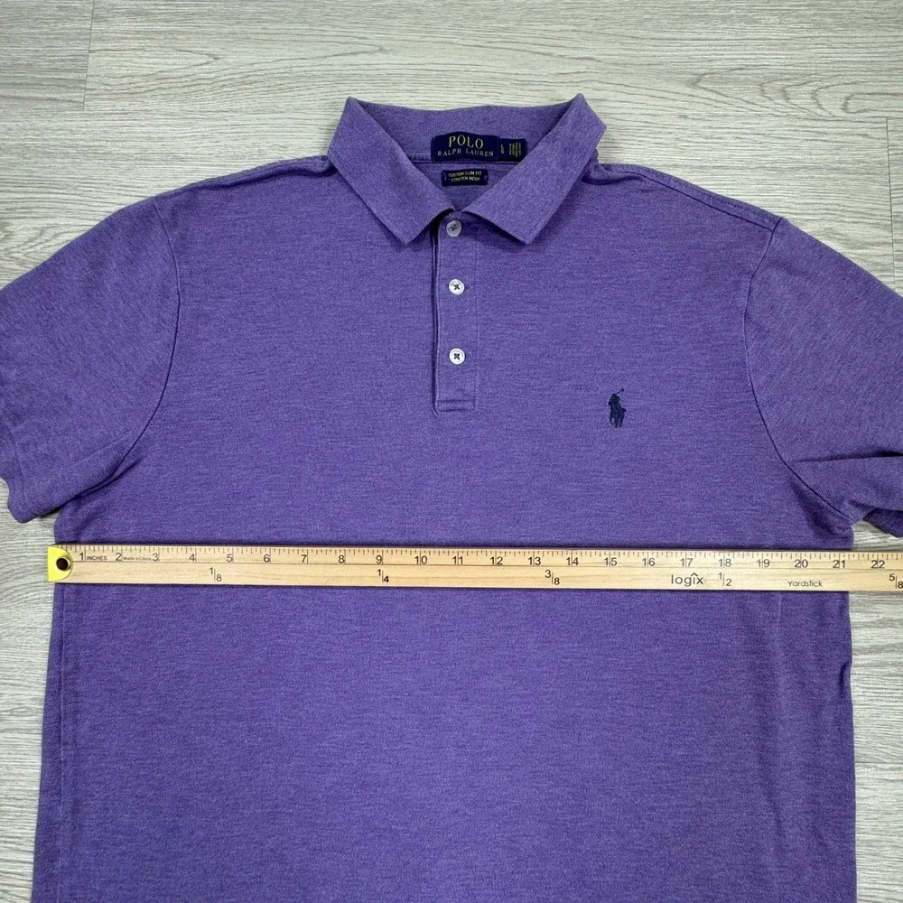 Polo Ralph Lauren Men's Polo Shirt Custom Slim Fit Purple Large Stretch Athletic